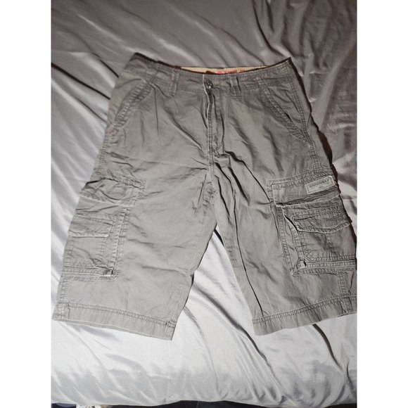 Union Bay Cargo Shorts Mens 30 Green  Canvas Lightweight Cotton Faded Y2K - Picture 1 of 8